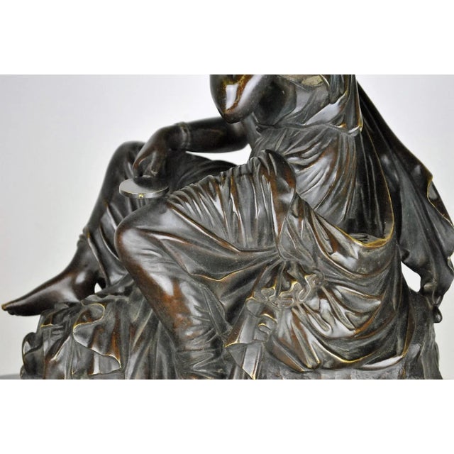 19th Century Bronze and Marble Clock and Candleholders by James Pradier, Set of 3 For Sale - Image 11 of 15