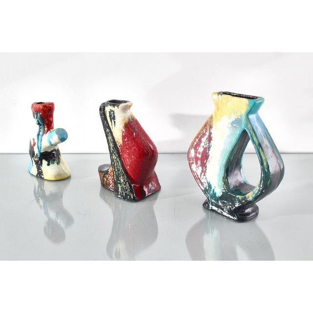 Ceramic Hand-Glazed Polychrome Ceramic Vases-Sculptures by A. Minghetti, Italy, 1950s, Set of 3 For Sale - Image 7 of 18