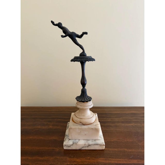 Collection of Grand Tour Style Neoclassical Metal Figures on Marble Bases For Sale In South Bend - Image 6 of 10