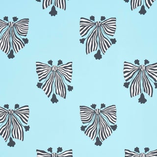 SAMPLE - Schumacher x Marian Mcevoy Bow-Wow-Wow Wallpaper In Aqua For Sale
