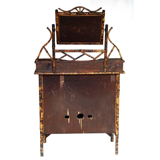 Late 19th Century Antique English Scorched Bamboo/Grasscloth Vanity Dresser For Sale In Los Angeles - Image 6 of 9