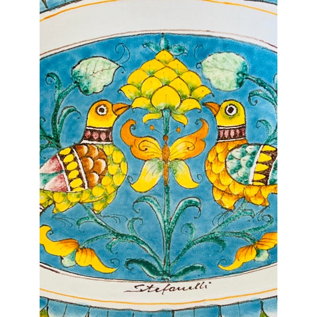 1980s Signed, Doves and Artichokes Deruta Made in Italy Majolica Wall Hanging For Sale - Image 5 of 10