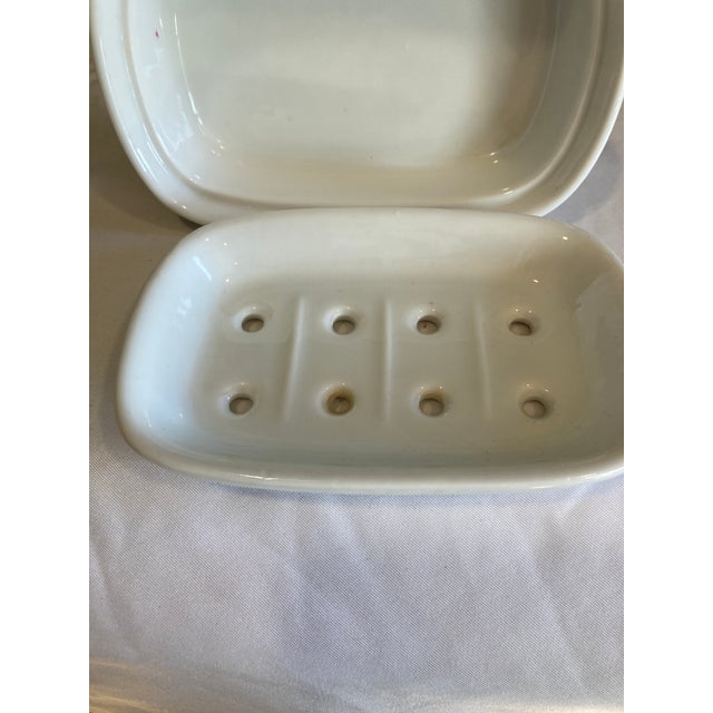 Ceramic Liette International Ceramic Soap Dish With Gold Scroll Accents For Sale - Image 7 of 8