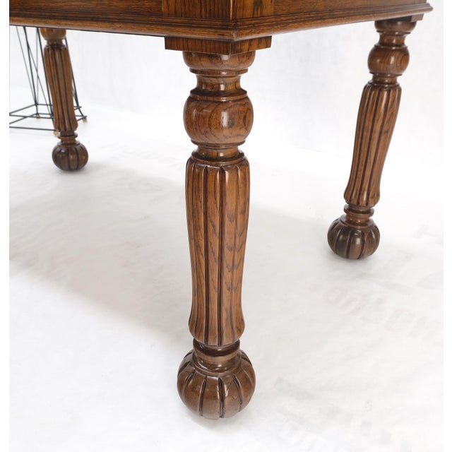 Heavy Fluted Carved Oak Legs 1 Drawer Arts & Crafts Desk Writing Table Clean! For Sale - Image 16 of 17