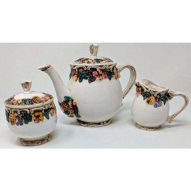 English Vintage 1950s European Ceramic Sugar and Creamer Set - Two (2) Pieces For Sale - Image 3 of 11