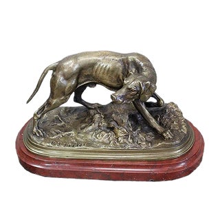 19th Century Bronze of A Braque Dog by P.j Mêne For Sale