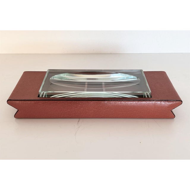 Italian Casket for Desk in Leather and Glass from Fontana Arte, 1970s For Sale - Image 18 of 18