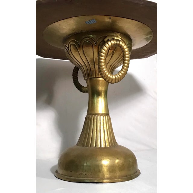 Gold Vintage Hollywood Regency Octagon Capiz Shell Top End Table For Sale - Image 8 of 13