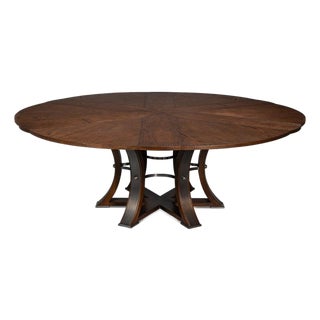 Transitional Round Jupe Dining Table, Large – Warm Brown Oak For Sale