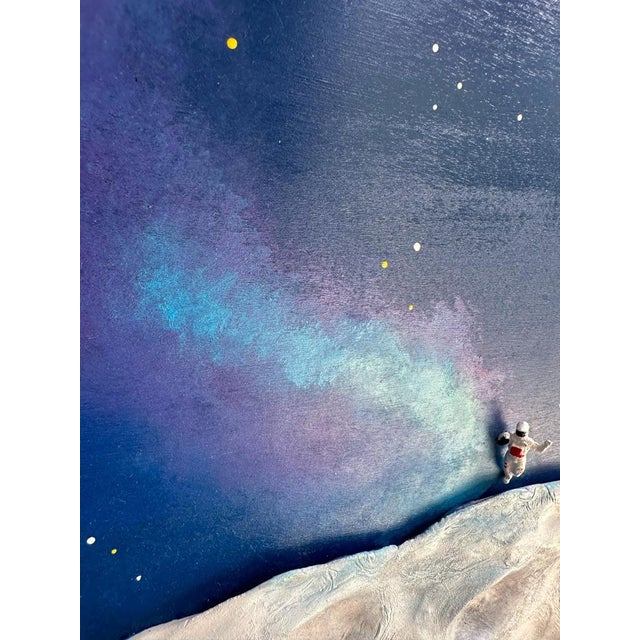 Vera Vizzi, Galaxy Art Celestial Wall Sculpture with Astronaut Figure on Lunar Relief, 2025, Mixed Media For Sale - Image 4 of 10