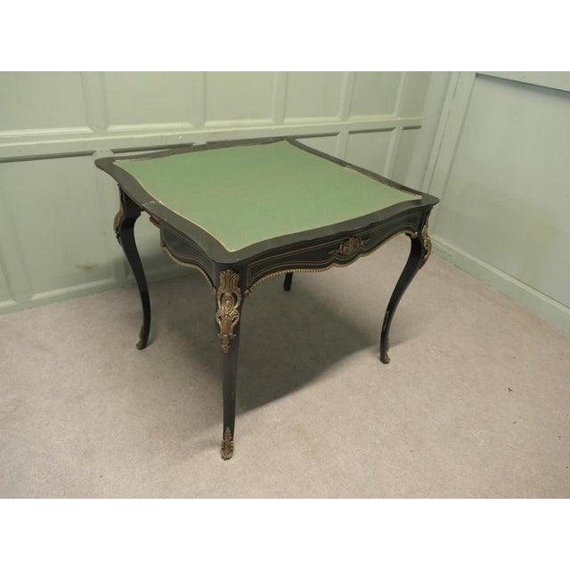 Louis XV French Ebonized Games Table with Brass Inlay For Sale - Image 5 of 9