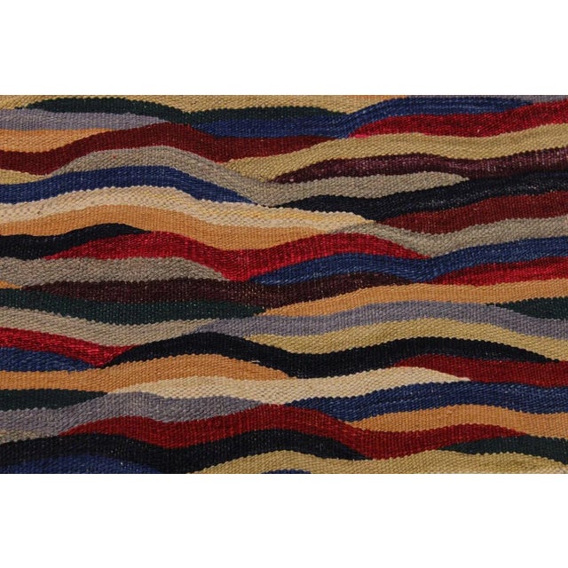 Abstract Kilim Red Hand-Woven Wool Rug - 5′ × 6′8″ For Sale - Image 4 of 8