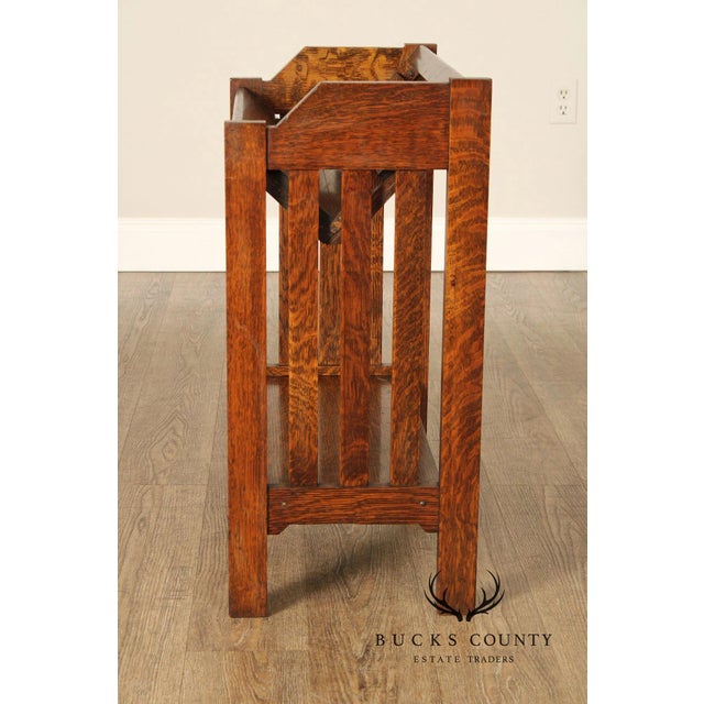 Early 20th Century Mission Oak Arts & Crafts Magazine Stand Book Trough For Sale - Image 5 of 7