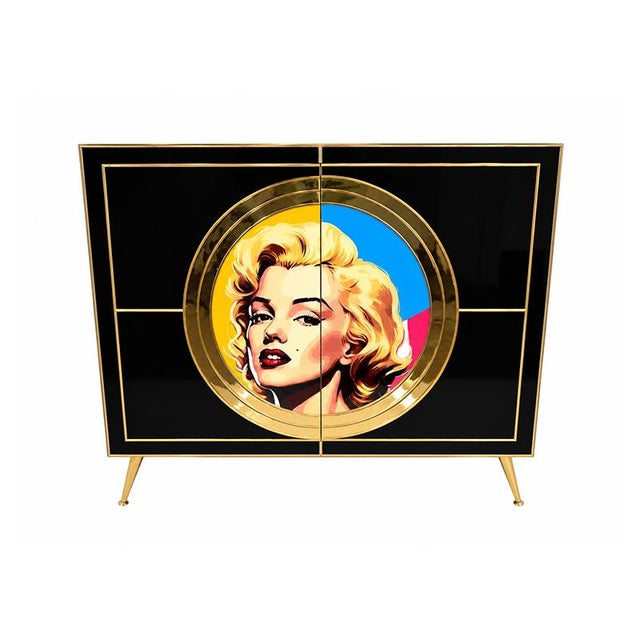 Marilyn Black Glass Sideboard, 1980s For Sale - Image 6 of 6