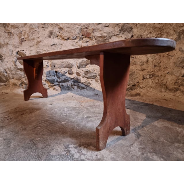 French Cherry Wood Bench, 1930s For Sale - Image 11 of 14