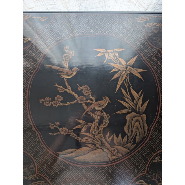 Wood Vintage Drexel Heritage Ming Treasures Console Table – Hand-Painted Birds & Flowers For Sale - Image 7 of 14