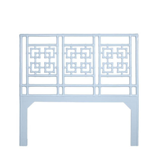 Coastal Palm Springs Platform Bed Queen, Light Blue For Sale - Image 3 of 7