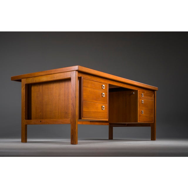 Wood Danish Modern Executive Teak Desk by Arne Vodder for H.P. Hansen, 1960s For Sale - Image 7 of 18