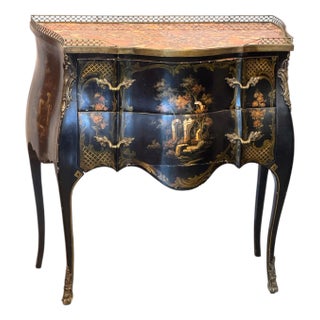 Vintage Chinoiserie Commode With Marble Top For Sale