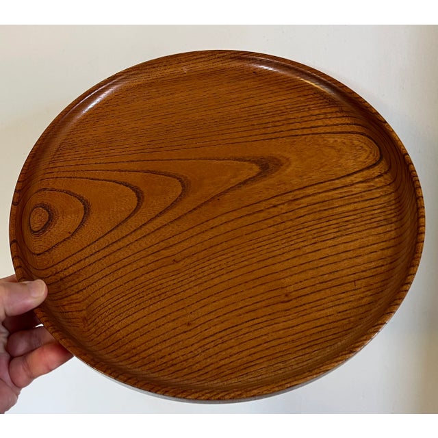 Art Deco Early 20th Century Japanese Turned Wood Round Tray For Sale - Image 3 of 11