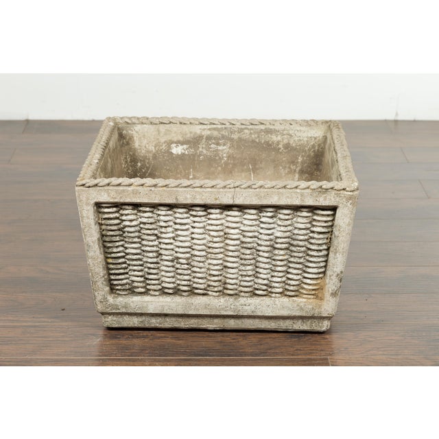 Mid-Century Modern Vintage English Midcentury Stone Planter with Textured Finish and Aged Patina For Sale - Image 3 of 12