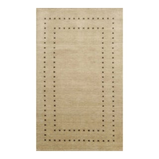 4x6 Jasmine Alluring Beige Solid Open Modern Handmade Wool Carpet Rug For Sale