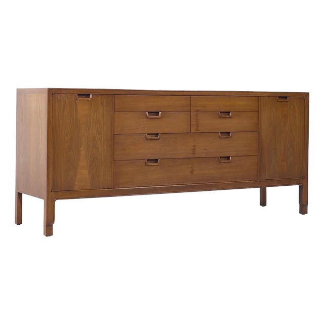 Mount Airy Janus Mid Century Walnut Lowboy Dresser For Sale