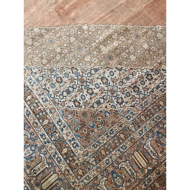 Textile Palatial Antique Persian Hajijalili Tabriz Soft Aged Hues of Rust Rug 12 x 17 For Sale - Image 7 of 15