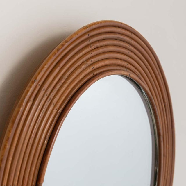 1960s French Circular Rattan Mirror For Sale - Image 9 of 10