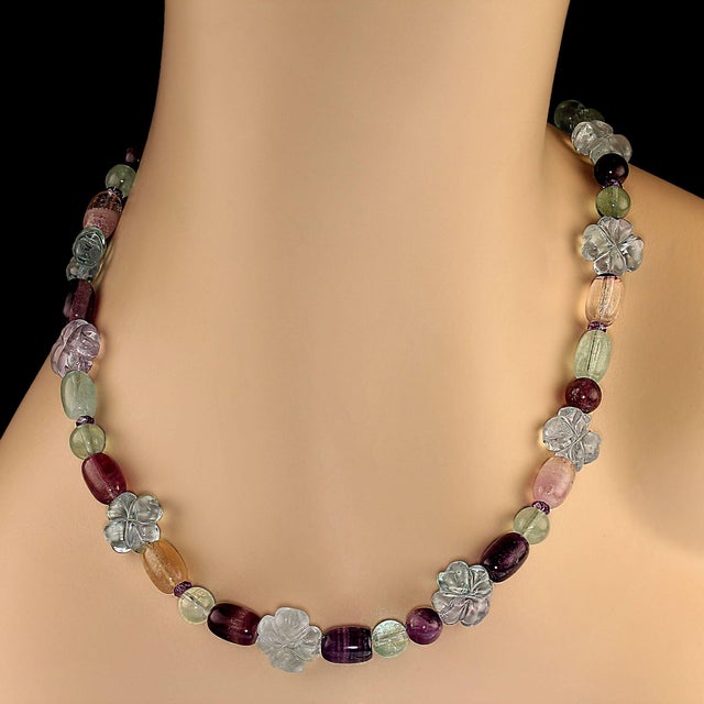 This is part of Chairish’s Fine Jewelry assortment. 25-Inch Fabulous Fluorite Necklace – Vibrant Springtime Gemstone...