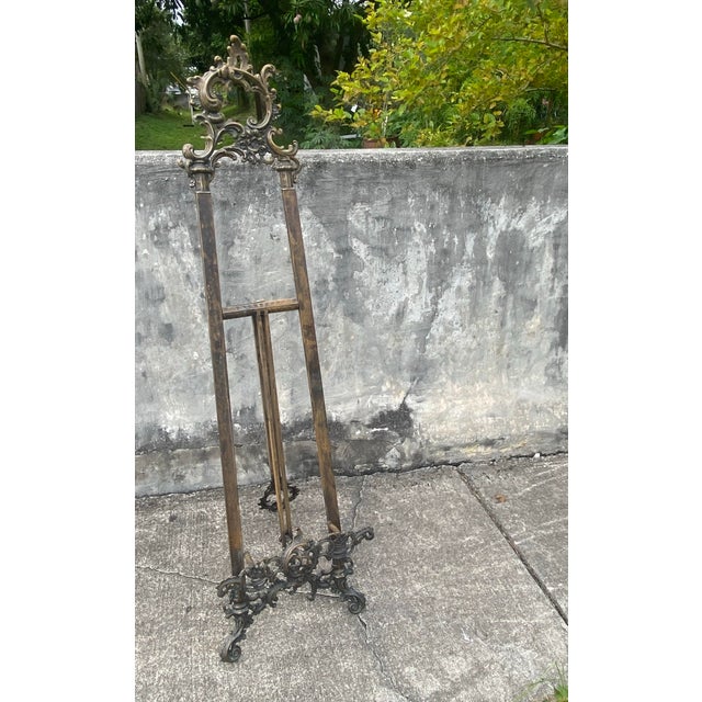 Brass Antique Decorative Picture Stand, English, Brass, Book Rest, Easel, Art Nouveau For Sale - Image 8 of 12