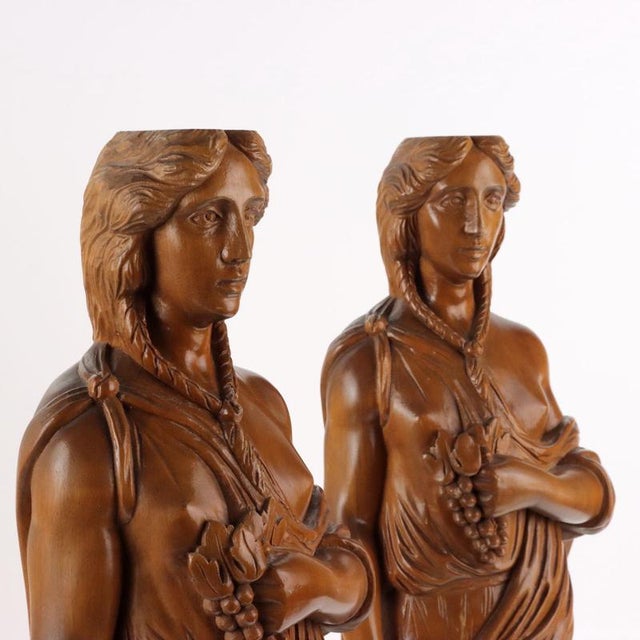 Modern Female Figures in Walnut, 1970s, Set of 2 For Sale - Image 3 of 11