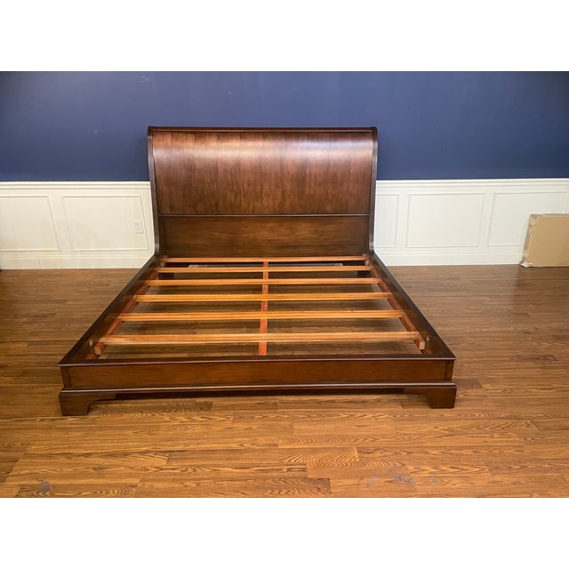 2020s Mahogany King Size Sleigh Bed With Low Footboard by Leighton Hall - Showroom Sample For Sale - Image 5 of 10