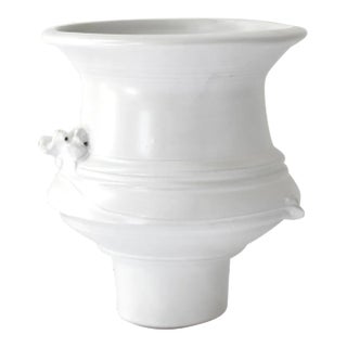 White Sculptural Studio Pottery Vase For Sale