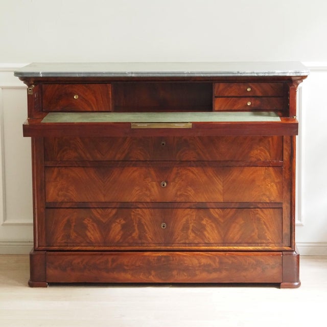 Louis-Philippe Secretaire in Mahogany with Marble Top For Sale - Image 18 of 18