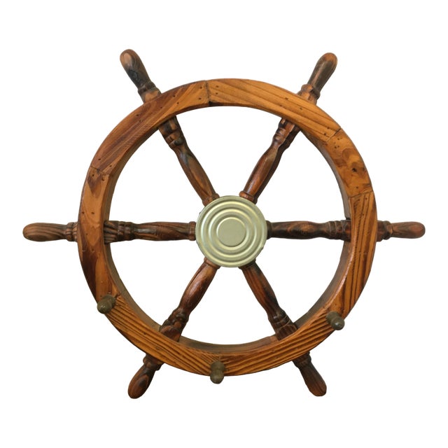 1950s Mid Century Nautical Ship's Wheel Wall Hooks For Sale