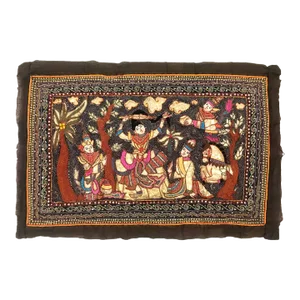 The Royal Princes Procession, Hand Made Burmese Embroidered Kalaga Wall Hanging With Gemstones & Sequins