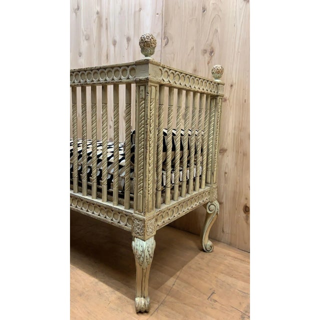 Vintage Italian Neoclassical Carved Settee Exquisite vintage Italian neoclassical painted settee. Stunning details include...