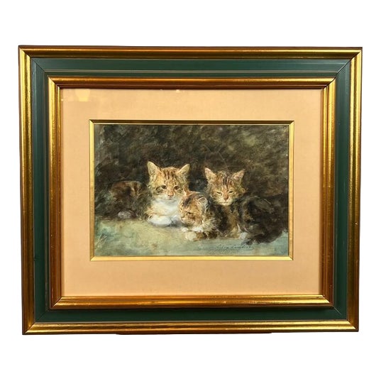 Eugène Louis Lambert, Cats, 19th Century, Watercolor and Gouache For Sale