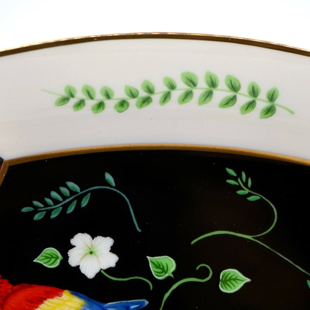Vintage Lynn Chase Designs "Jaguar Jungle" Porcelain Parrot Motif Octagonal Tray For Sale - Image 4 of 10
