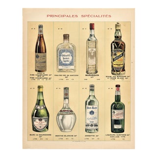 Matted French Alcohol Vintage Chromolithograph Print For Sale