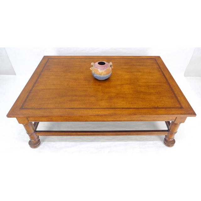 Large 44x60 Rectangle Turned Legs English Style Coffee Table MINT For Sale - Image 10 of 13