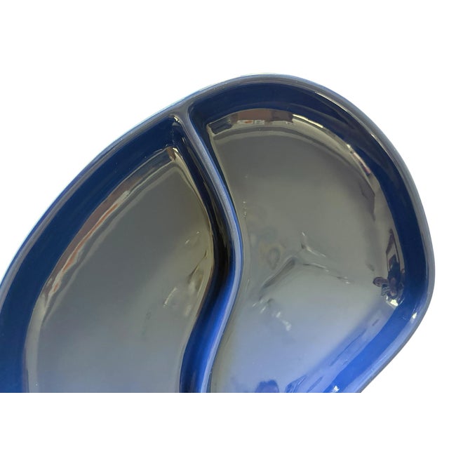Mid Century Modern MCM Divided Royal Blue Serving Dish Made in France For Sale - Image 12 of 12