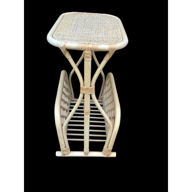 1980s Vintage Rattan Magazine Holder Table For Sale - Image 10 of 12