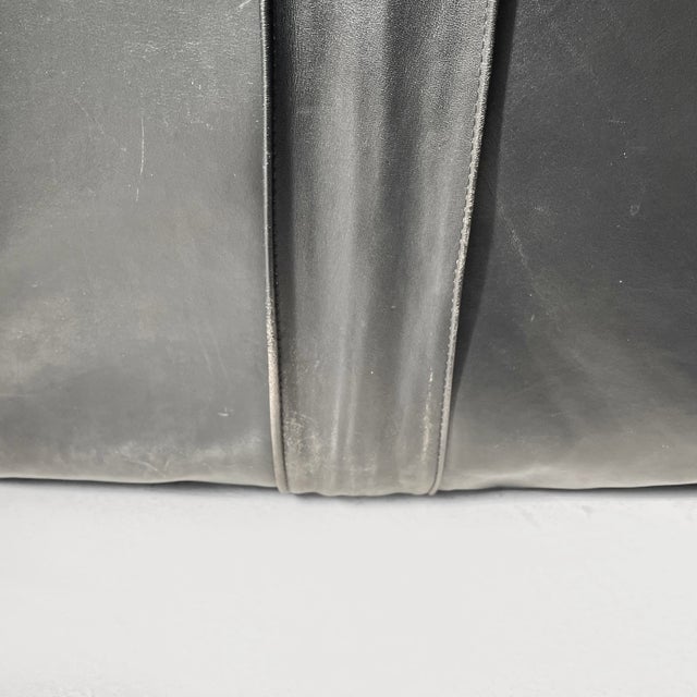 Set of Space Age French Black Leather Armchair Ottoman from Airborne, 1970s For Sale - Image 15 of 18