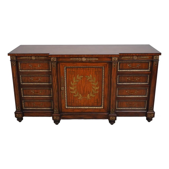 Maitland Smith Neoclassical Mahogany Credenza For Sale