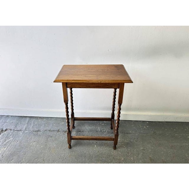 Small Antique Edwardian Oak Barley Twist Occasional Side Table, 1900s-1920s For Sale - Image 3 of 11