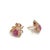 Traditional Bochic “Orient” Ruby and White Topaz Set In 18K Gold and Silver Earrings For Sale - Image 3 of 5