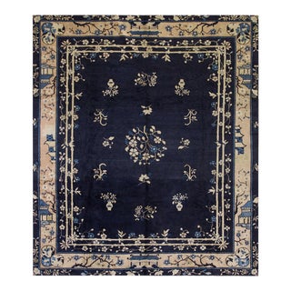 1900s Antique Chinese Peking Rug 8'4" X 9'8" Rug For Sale