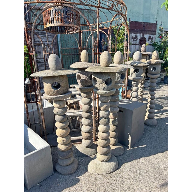 Stone Vintage Outdoor Stacked River Rock Light House Post For Sale - Image 7 of 8